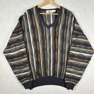 Coogi Style 3D Knit Sweater St. Croix V Neck XL